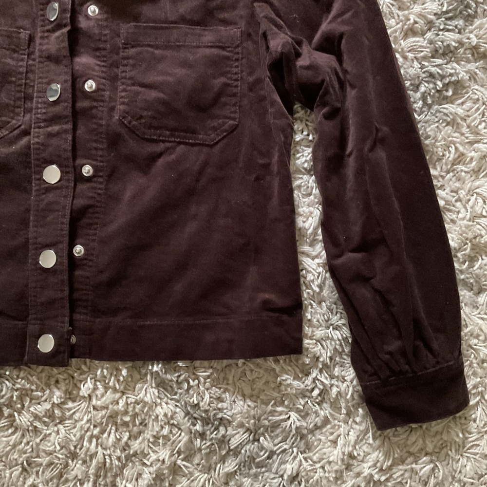 Loft Outlet Brown Corduroy Snap Front Jacket Womens Small Petite SP Utility - Picture 3 of 13
